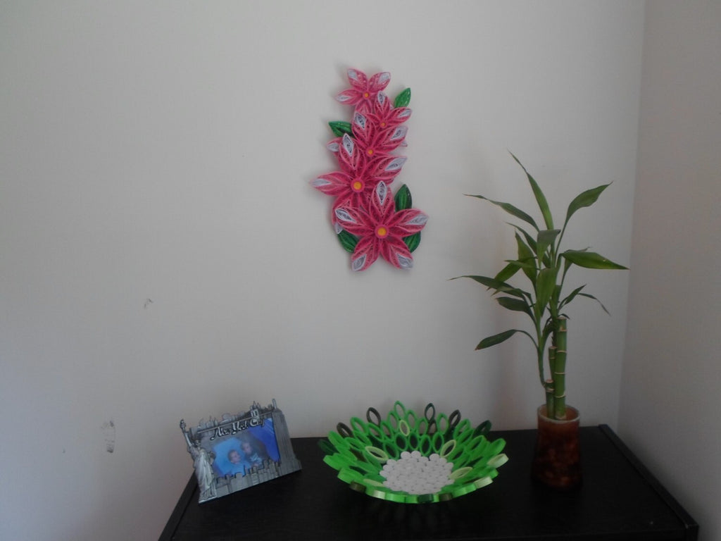 Pink Flower Quilling Wall Art: Handmade Paper Decor