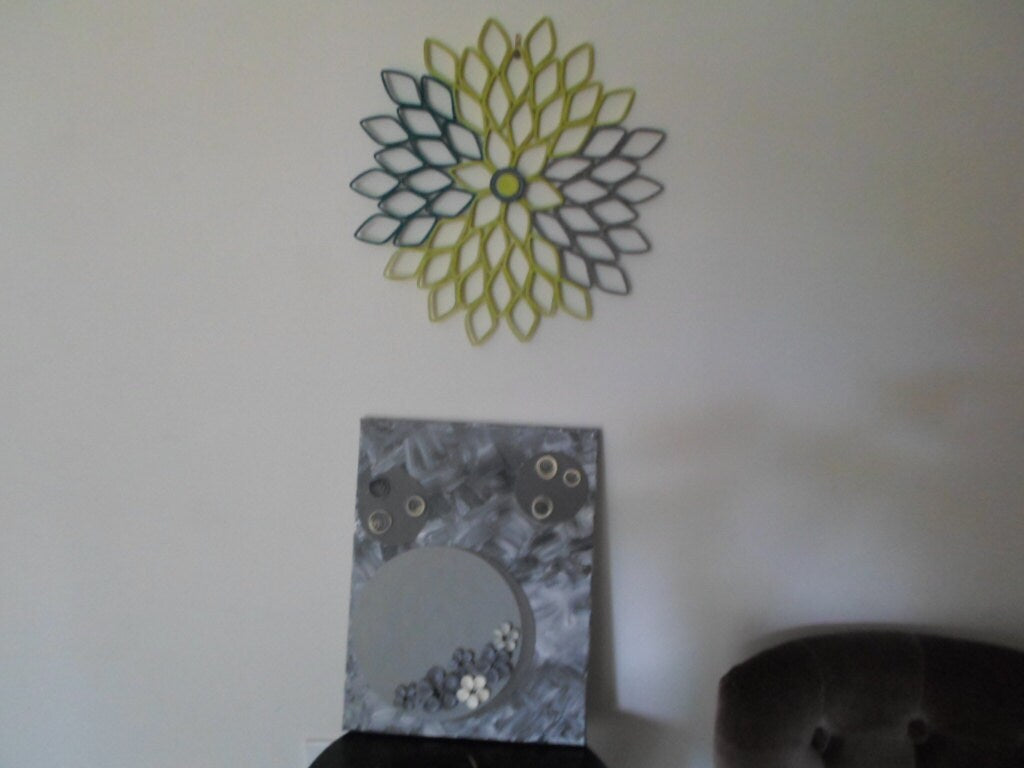 Teal & Lime Green Dahlia Wall Art: Geometric Paper Flower Decor