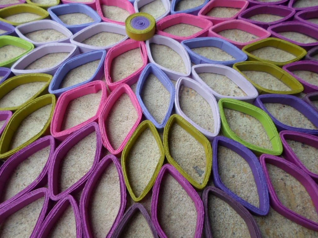 Large Dahlia Paper Flower Wall Art: Purple Geometric Decor