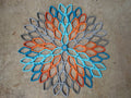 Paper Dahlia Wall Art: Blue, Gray & Orange Geometric Flower Decor