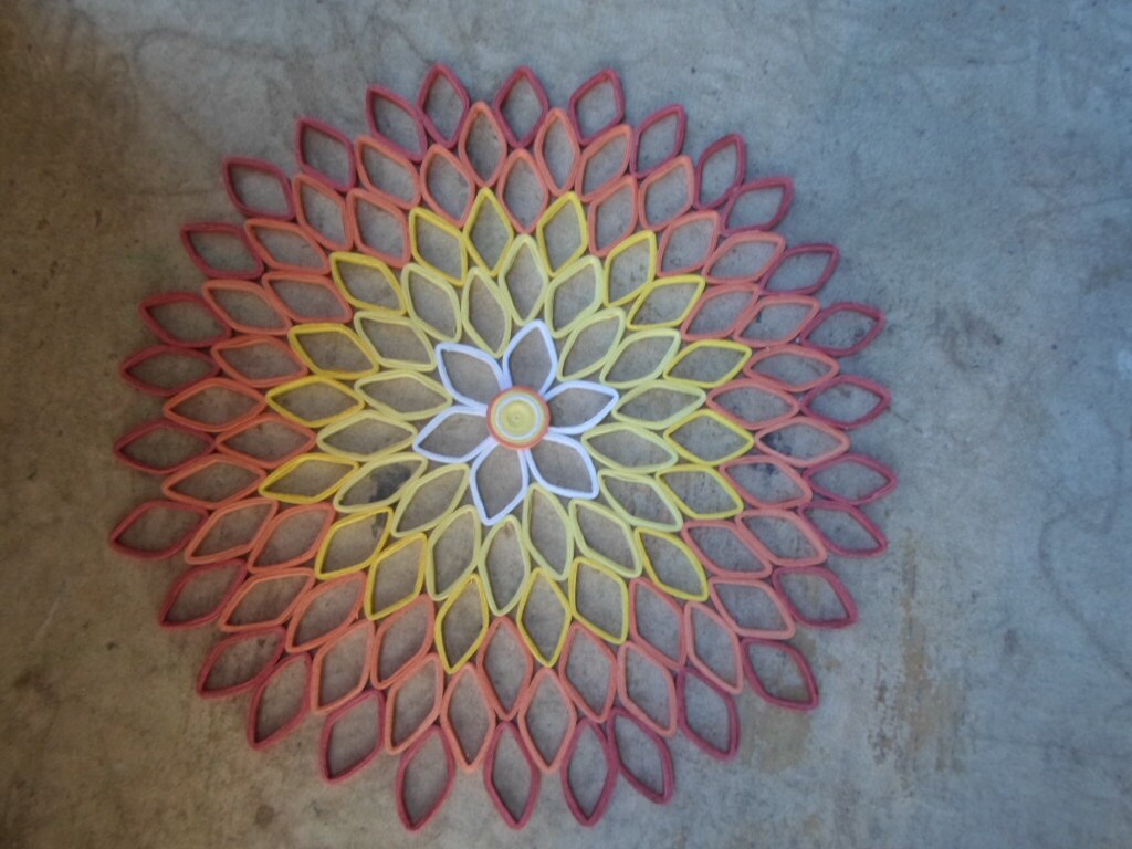 Coral Dahlia Wall Art: Handmade Paper Quilled Flower Decor
