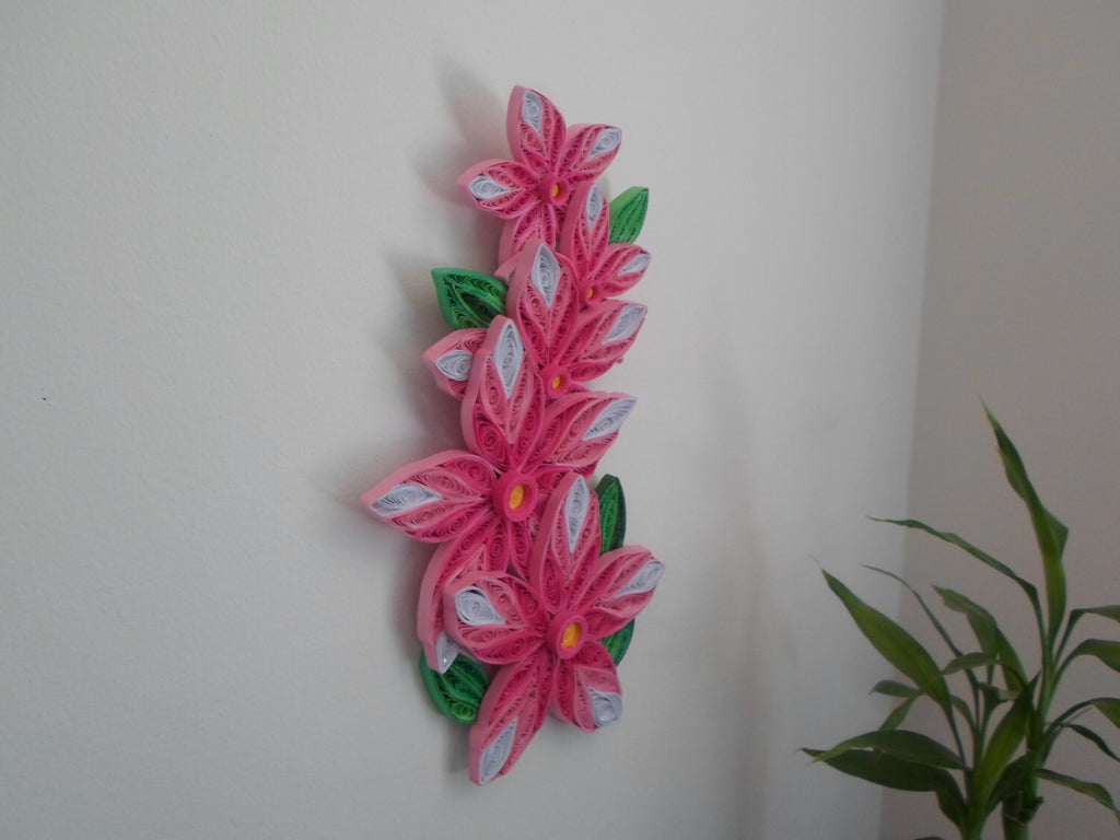 Pink Flower Quilling Wall Art: Handmade Paper Decor