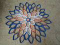 Paper Dahlia Wall Art: Navy, Coral, Brown, and White