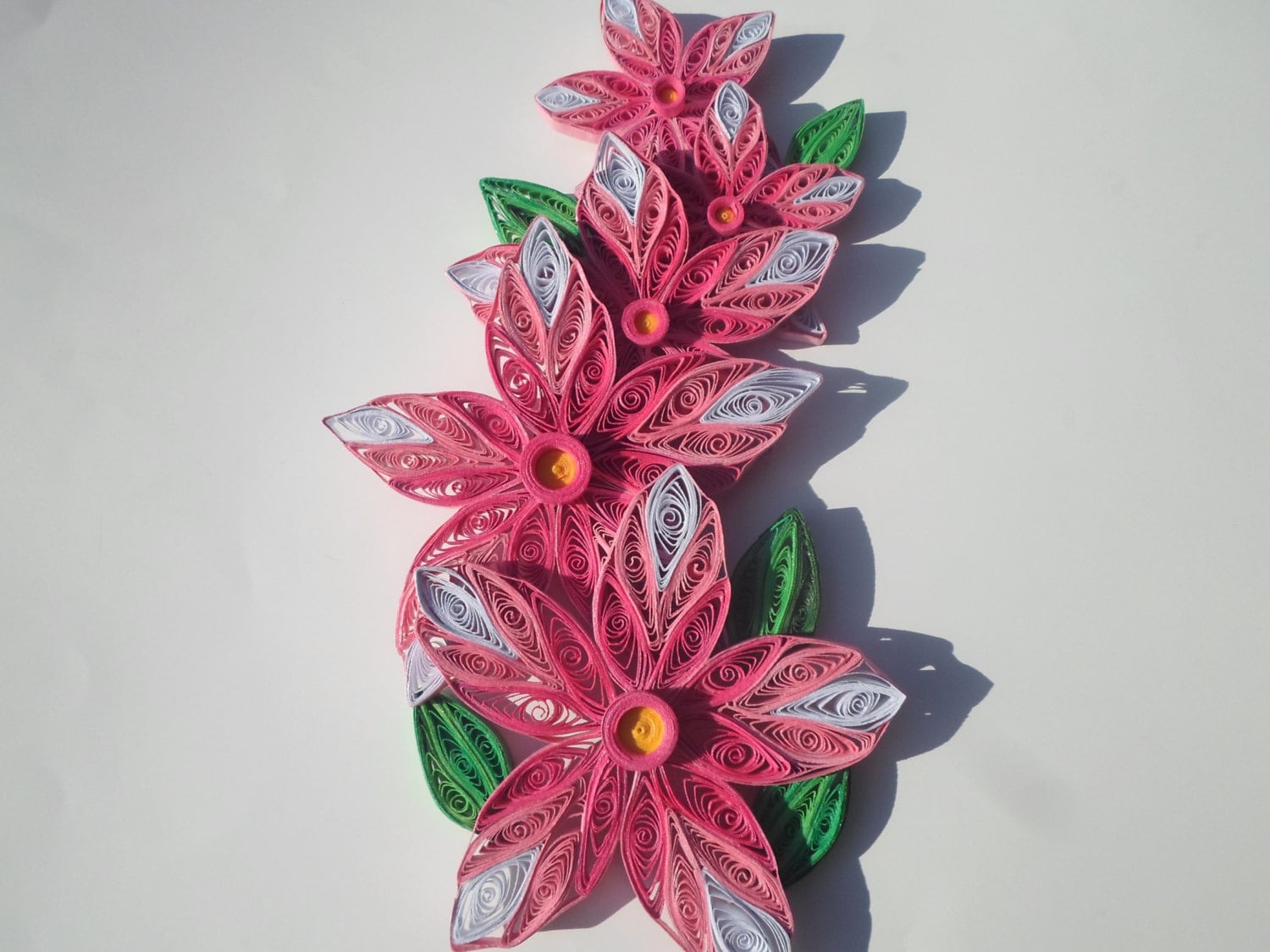 Pink Flower Quilling Wall Art: Handmade Paper Decor