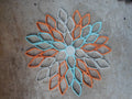 Paper Dahlia Wall Art: Gray, Orange & Blue Geometric Flower