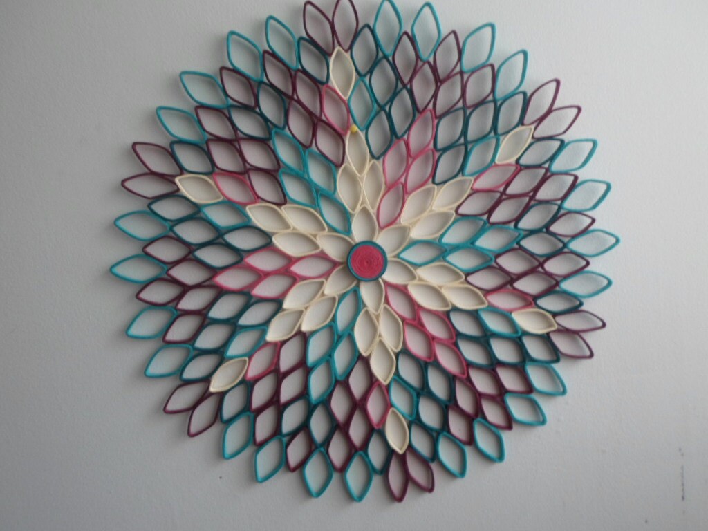 Teal Dahlia Wall Art: Geometric Ombre Paper Flower Decor
