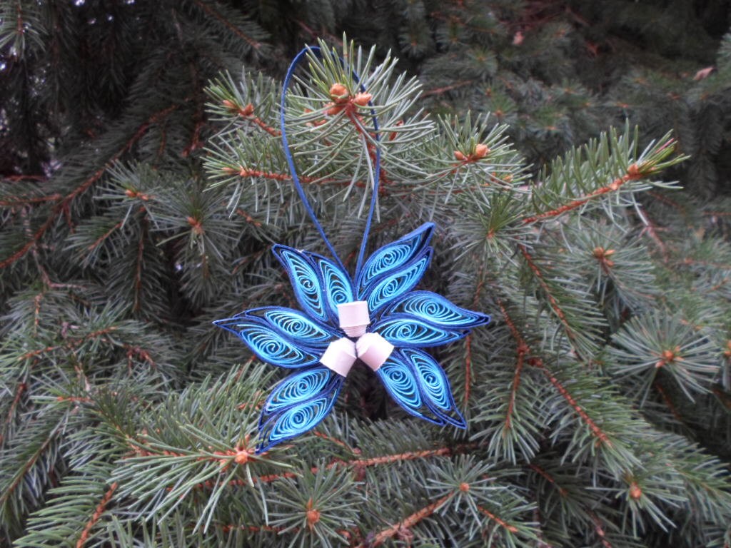 Blue Christmas tree ornament Handmade in USA