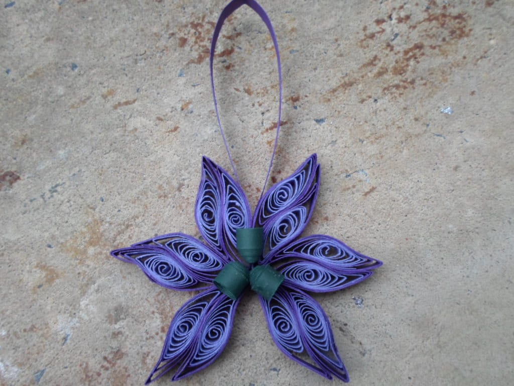 Quilled Paper Flower Christmas Ornament: Purple Modern Decoration