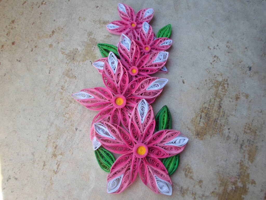 Pink Flower Quilling Wall Art: Handmade Paper Decor