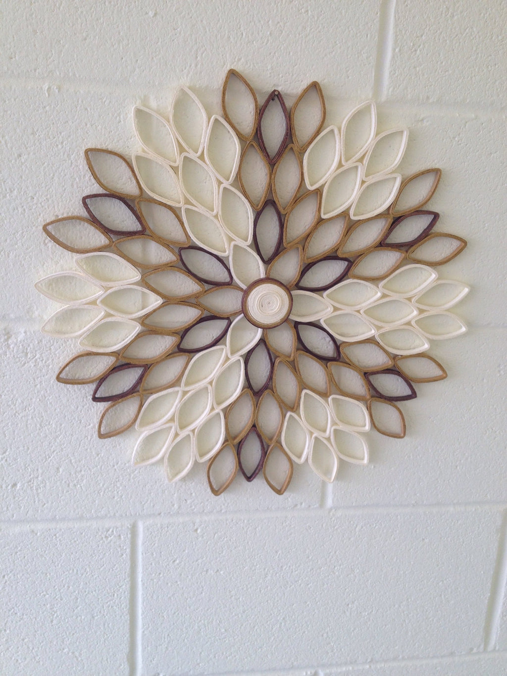 Large Dahlia Wall Art Cream and Brown Geometric Paper Flower