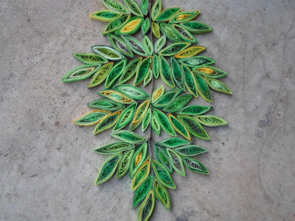 Quilled Paper Leaf Branch Wall Art: Green Home Decor