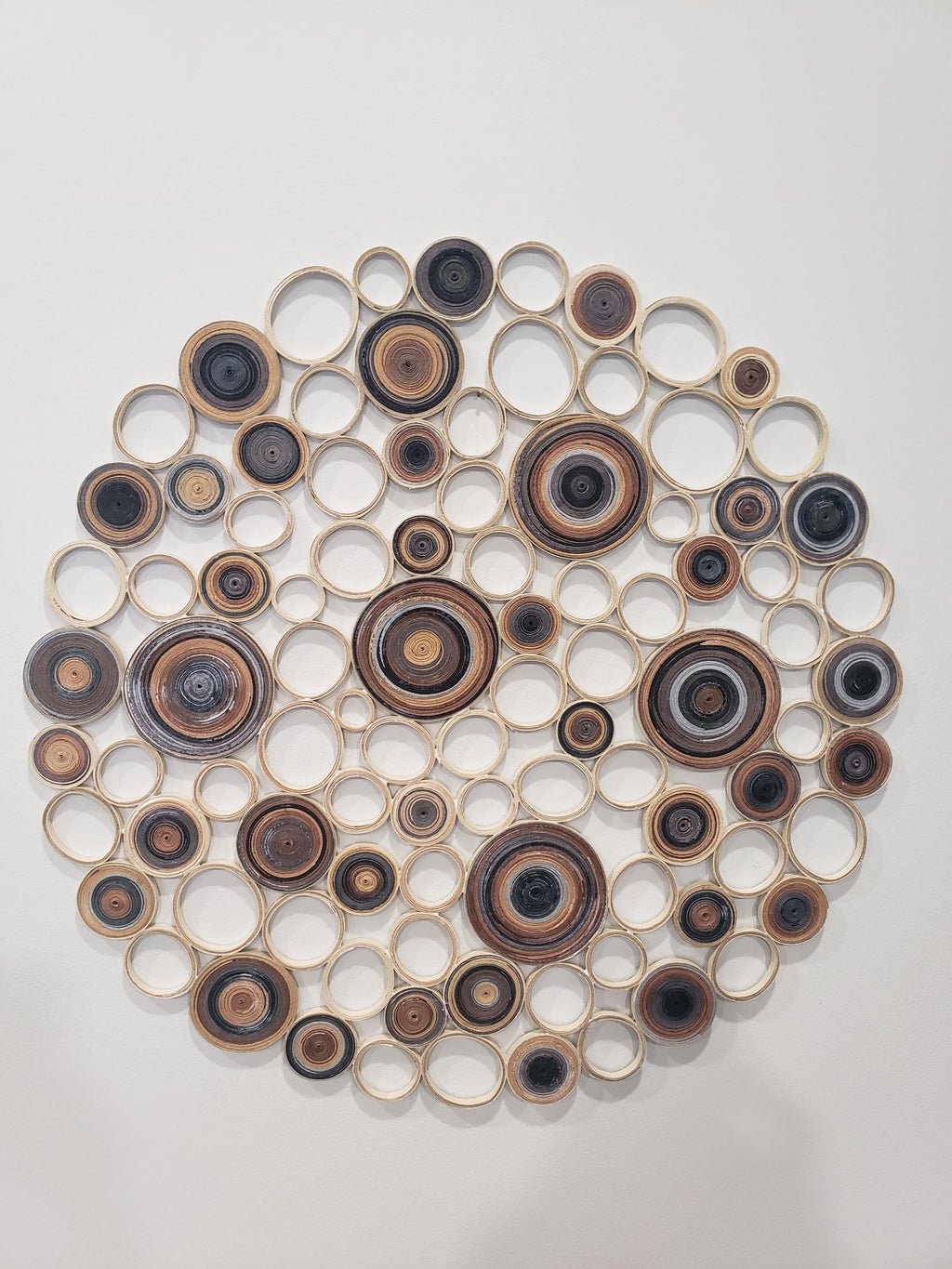 Large wall art Round wall hangings Original artwork Living room decor in brown ,gray and tan shades