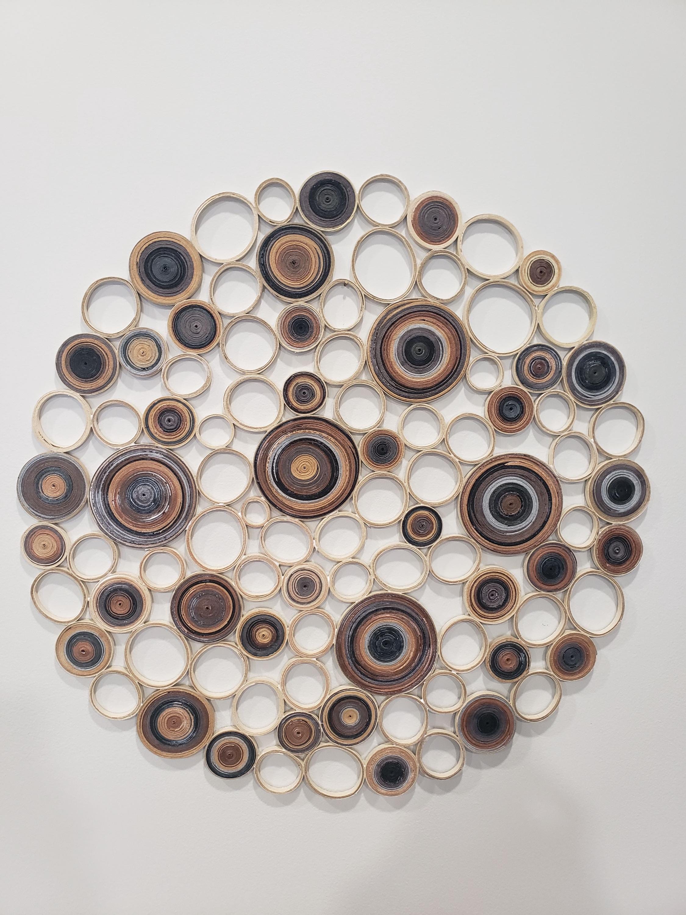 Large wall art Round wall hangings Original artwork Living room decor in brown ,gray and tan shades