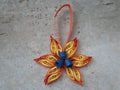 Christmas tree ornament Yellow and orange Quilled decoration Paper quilling Holidays