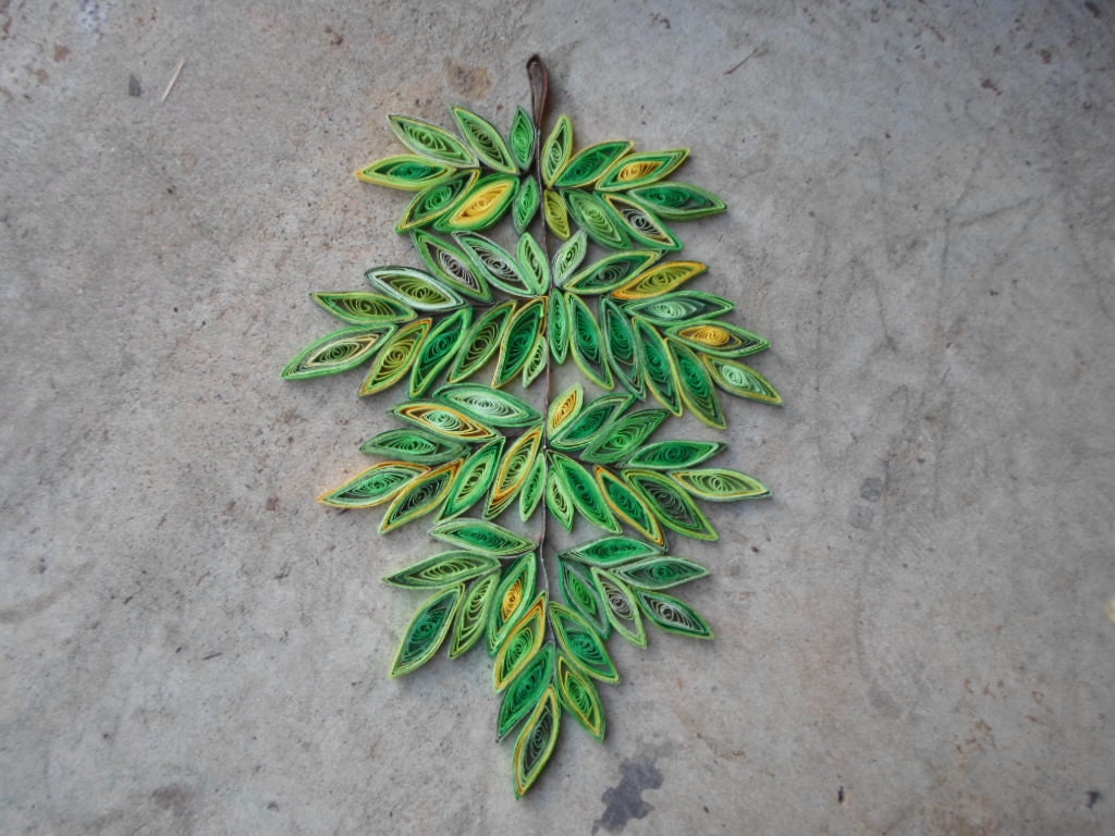 Quilled Paper Leaf Branch Wall Art: Green Home Decor