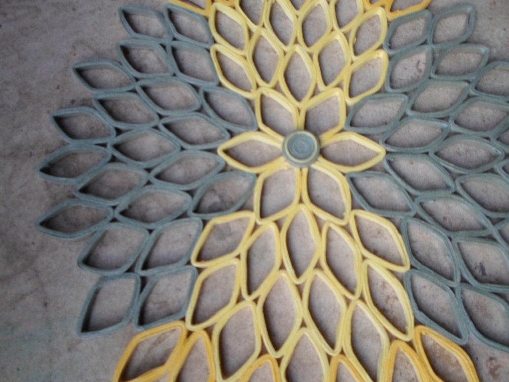 Paper Dahlia Wall Art: Gray & Yellow Geometric Flower