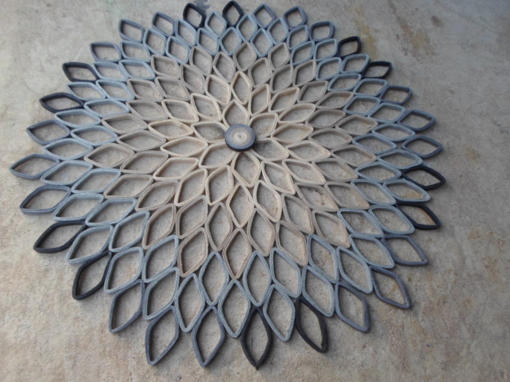 Gray Paper Dahlia Wall Art Large Round Contemporary Decor