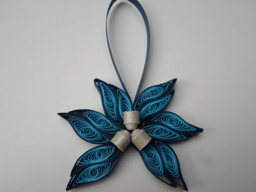 Blue Christmas tree ornament Handmade in USA