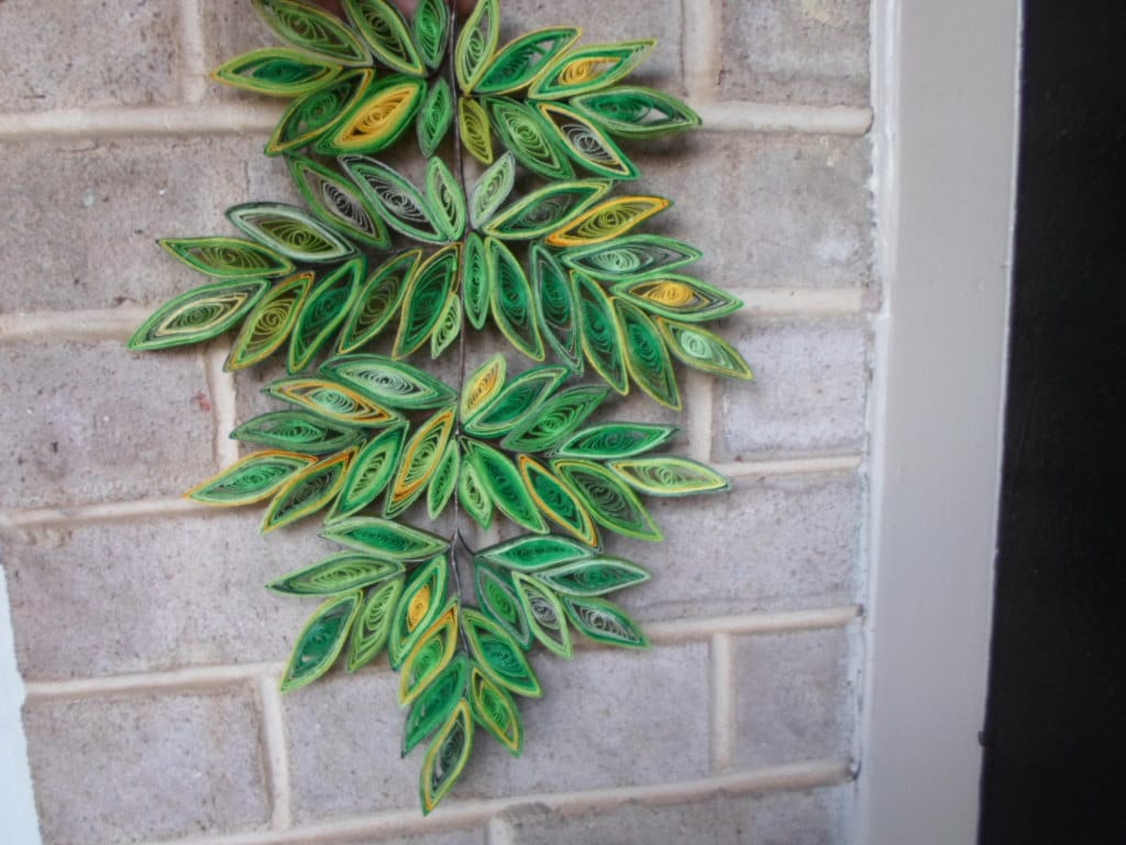 Quilled Paper Leaf Branch Wall Art: Green Home Decor