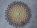 Handmade Paper Dahlia Wall Art: Yellow Mustard Brown, 19-inch Round Decor
