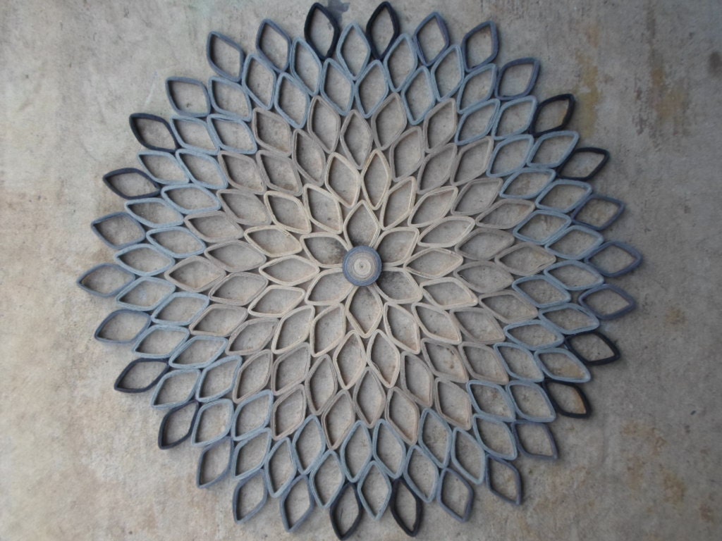 Gray Paper Dahlia Wall Art Large Round Contemporary Decor