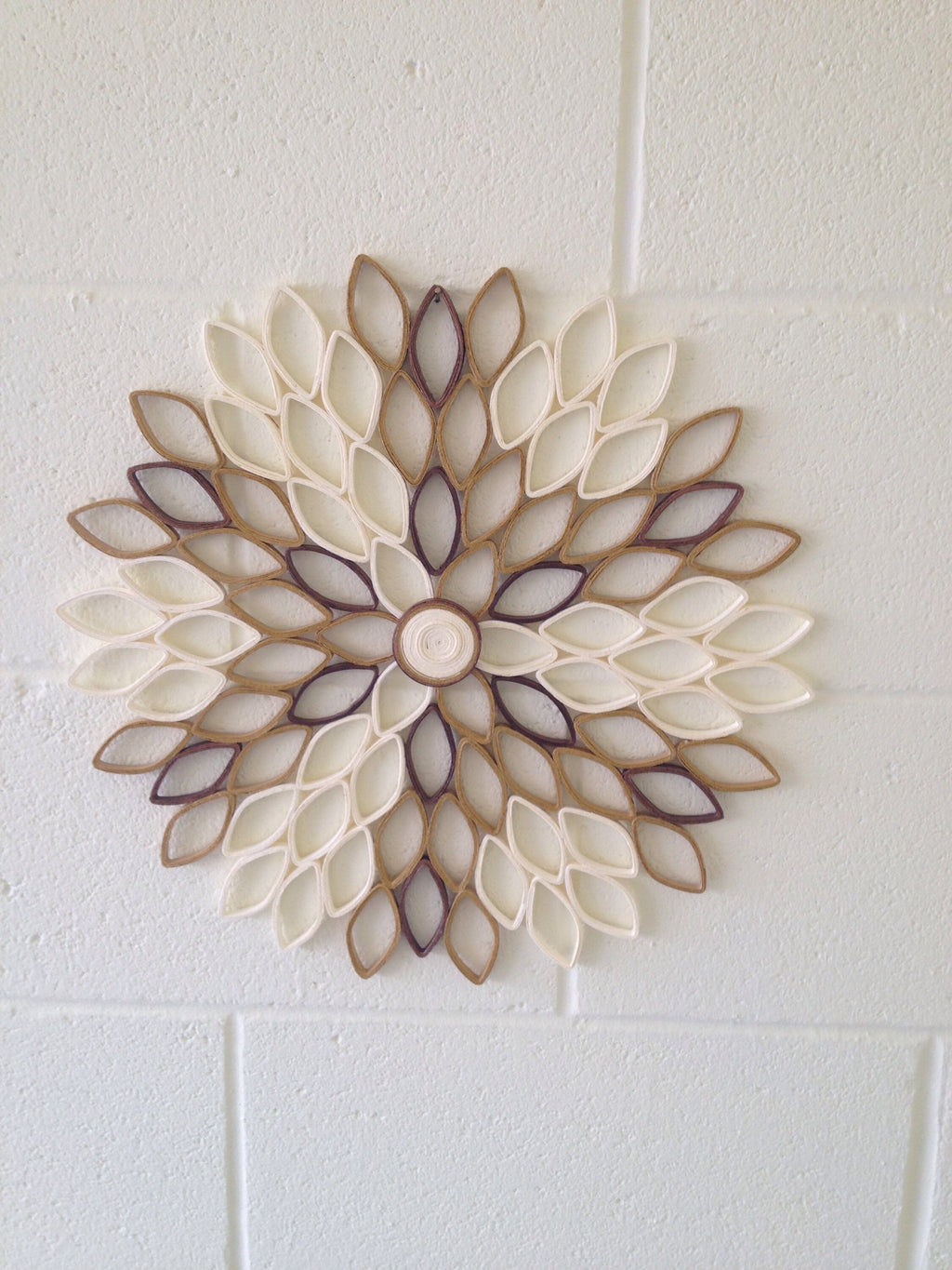 Large Dahlia Wall Art Cream and Brown Geometric Paper Flower