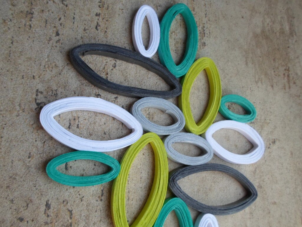 Geometric Paper Wall Art: Green, Teal, Gray Quilled Wall Hanging