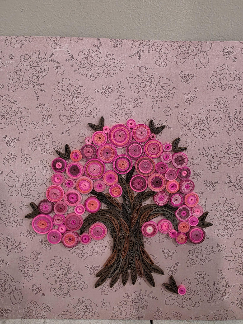 Quilling art Pink Tree wall art