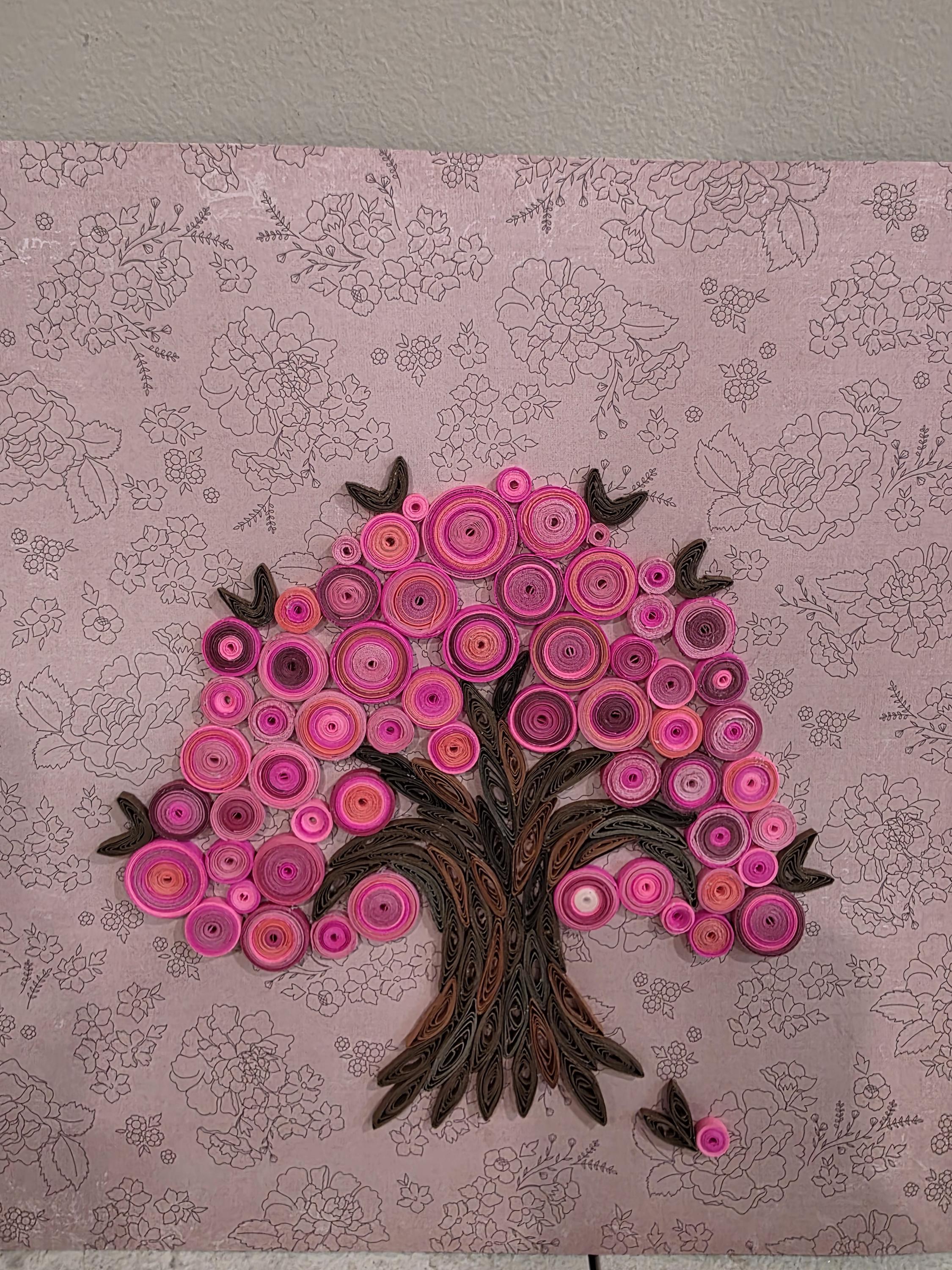 Quilling art Pink Tree wall art