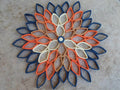 Large Paper Dahlia Wall Art: Orange, Blue, & Brown Geometric Flower