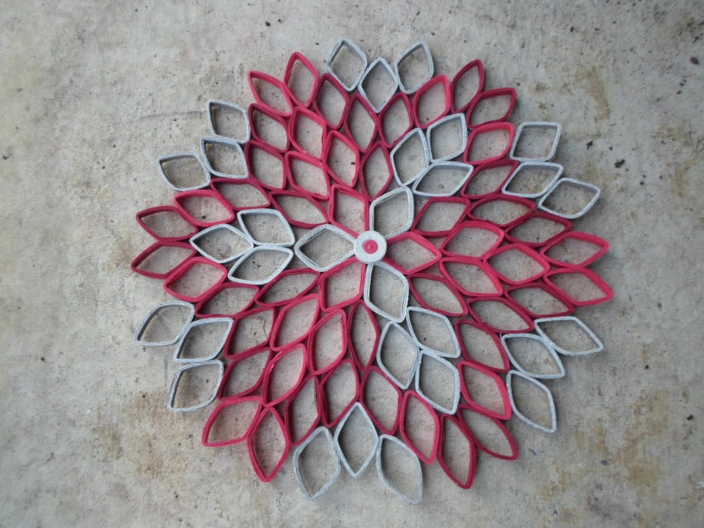 Red Gray Dahlia Paper Wall Art