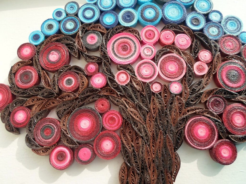 Quilled Tree of Life Wall Art: Modern Red Home Decor