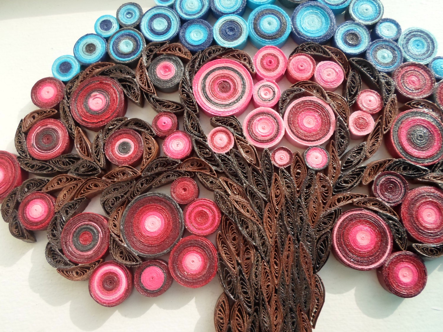 Quilled Tree of Life Wall Art: Modern Red Home Decor