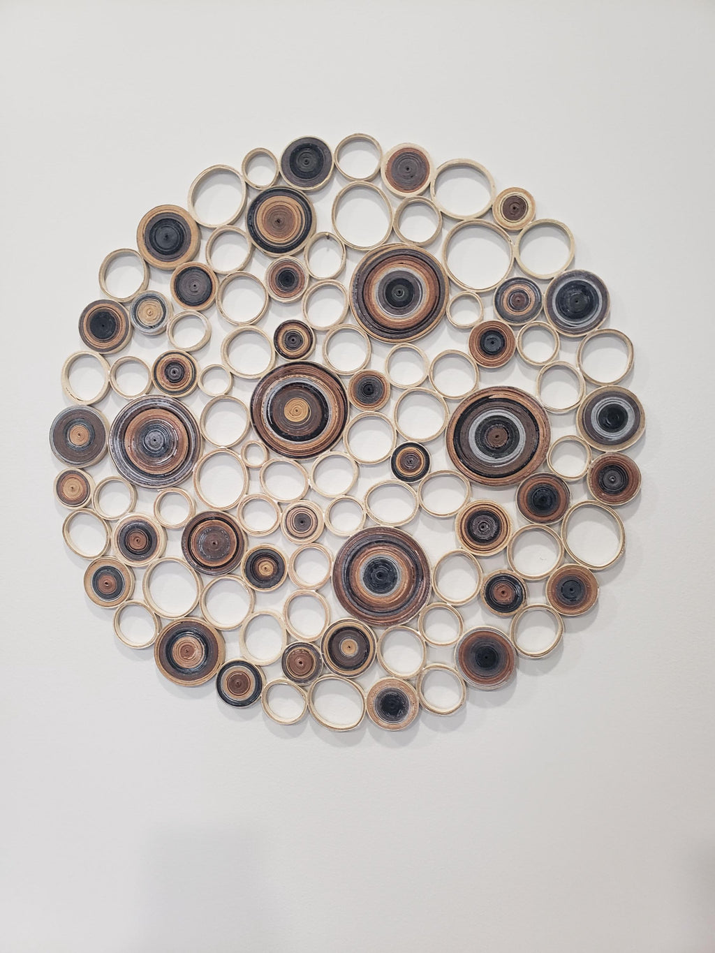 Large wall art Round wall hangings Original artwork Living room decor in brown ,gray and tan shades