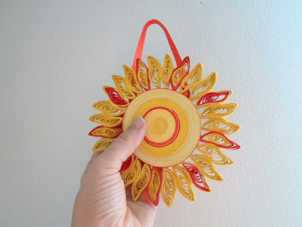 Quilled Sun & Raindrop Wall Hanging: Kids Room Decor