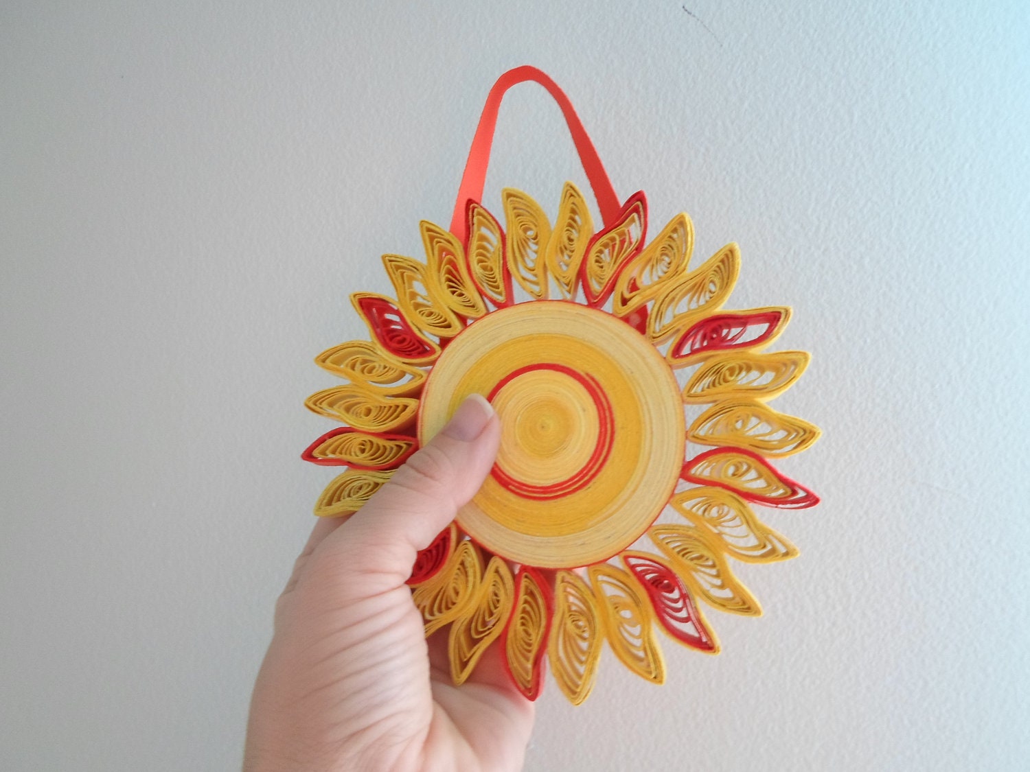 Quilled Sun & Raindrop Wall Hanging: Kids Room Decor