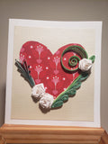 Handmade Quilled Valentine's Card: Heart & White Roses