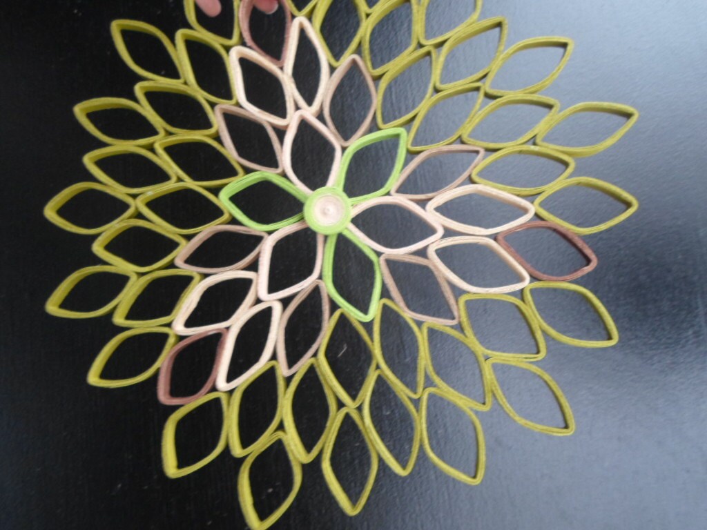 Mid Century Dahlia Wall Art: Green Ombré Paper Flower Hanging