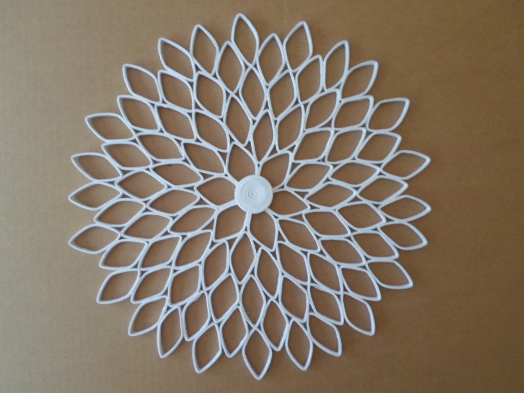 Large White Paper Dahlia Wall Art: Geometric Home Decor