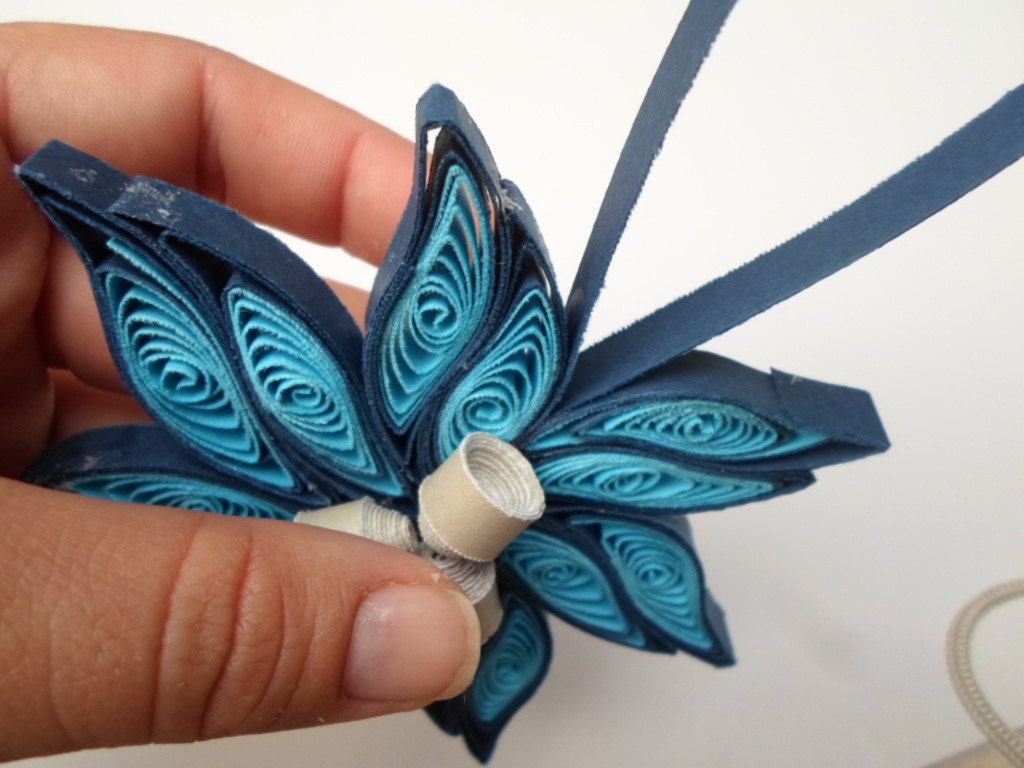 Blue Christmas tree ornament Handmade in USA