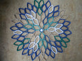 Handmade Dahlia Paper Wall Art: Navy, Teal, and Beige