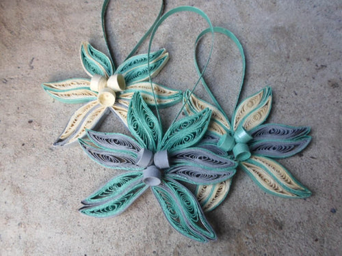 Christmas tree ornaments Set of 3 Holidays Modern Trendy Decorations Paper Teal Gray