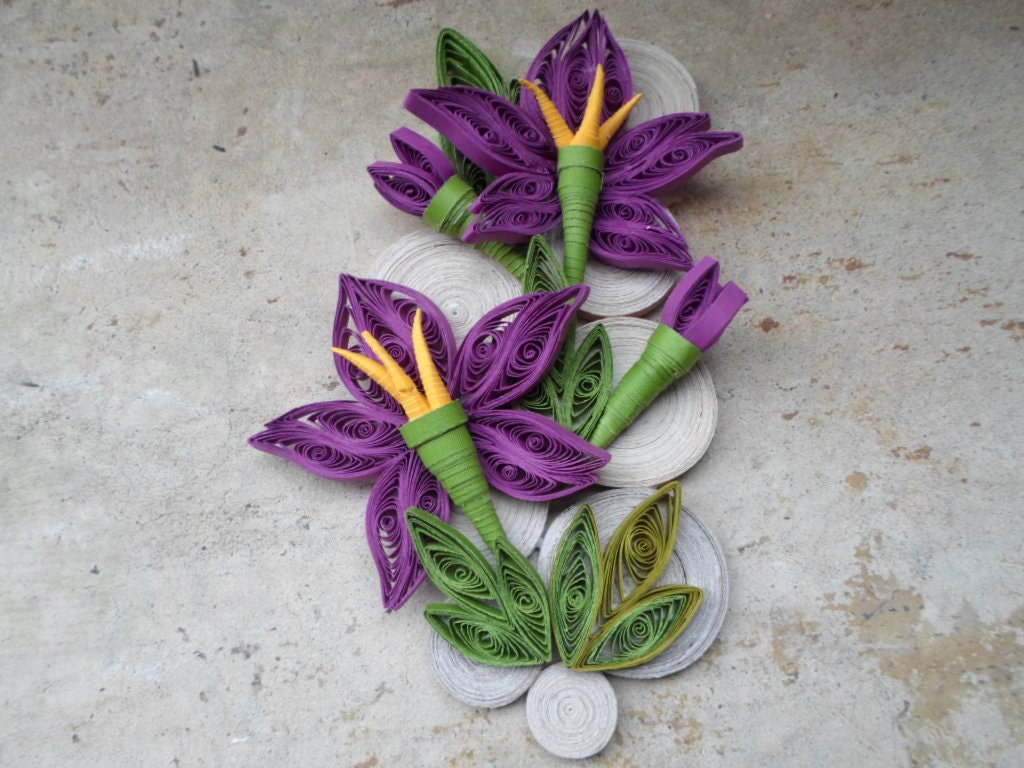 Purple Quilled Paper Flower Wall Art: 3D Home Decor