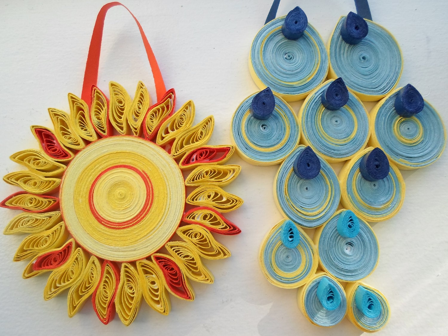 Quilled Sun & Raindrop Wall Hanging: Kids Room Decor