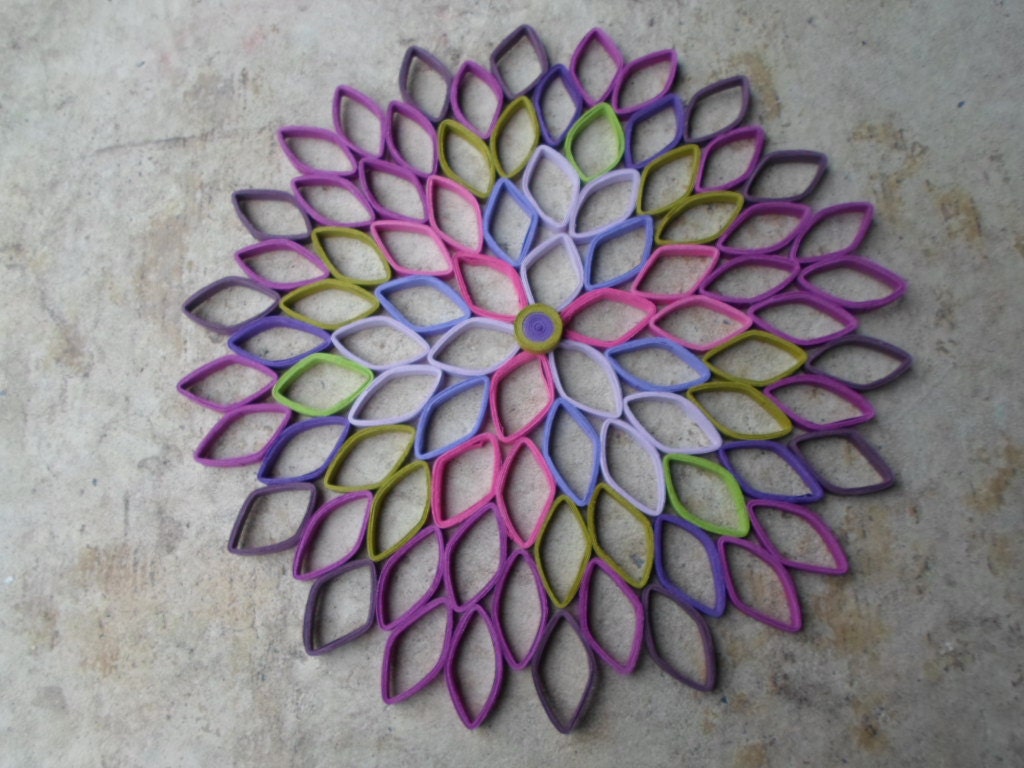 Large Dahlia Paper Flower Wall Art: Purple Geometric Decor
