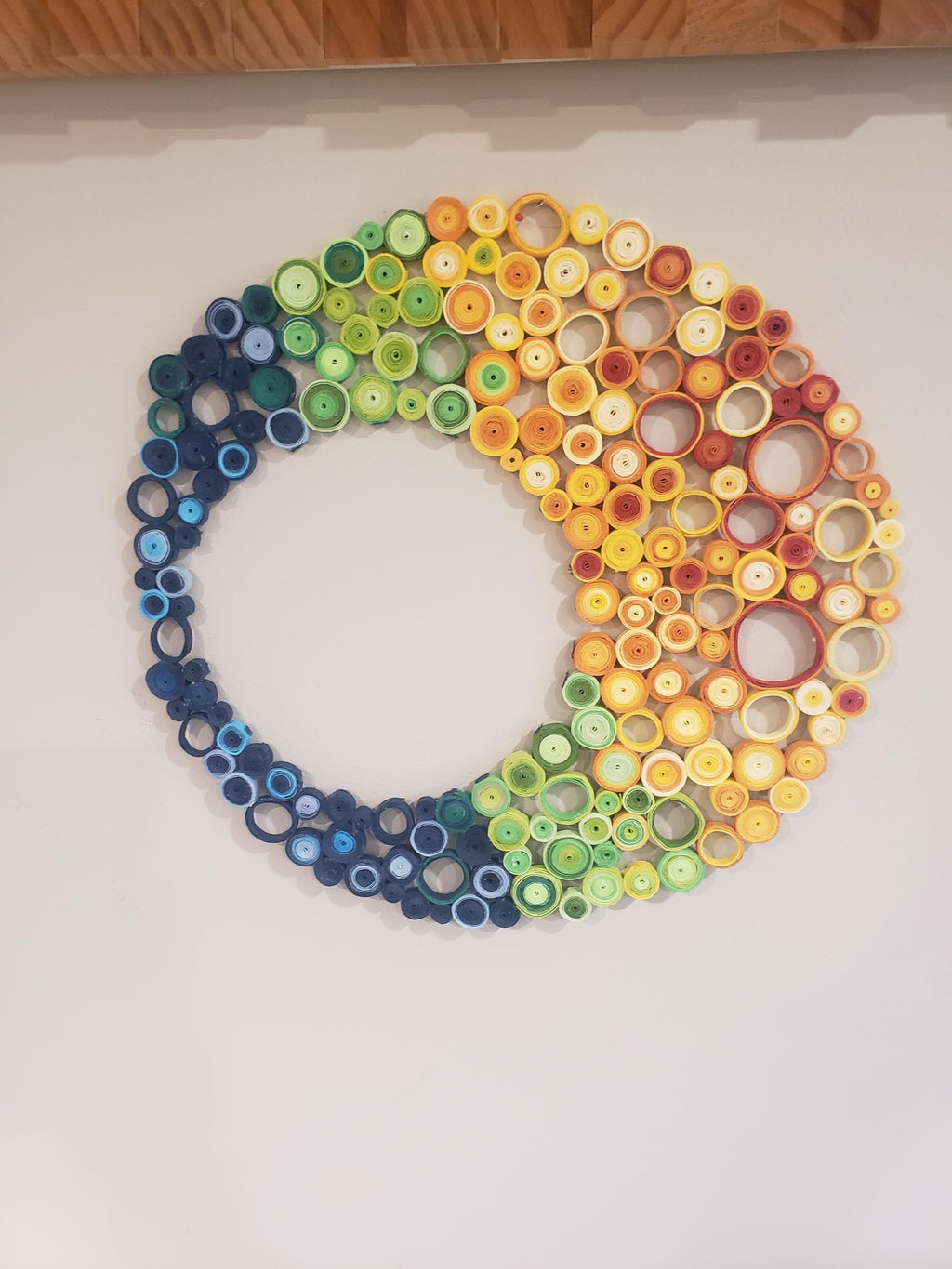 Round Wall Hanging Colorful Living Room Accent Piece  Handcrafted Wall Art
