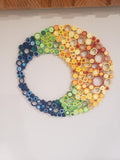 Round Wall Hanging Colorful Living Room Accent Piece  Handcrafted Wall Art