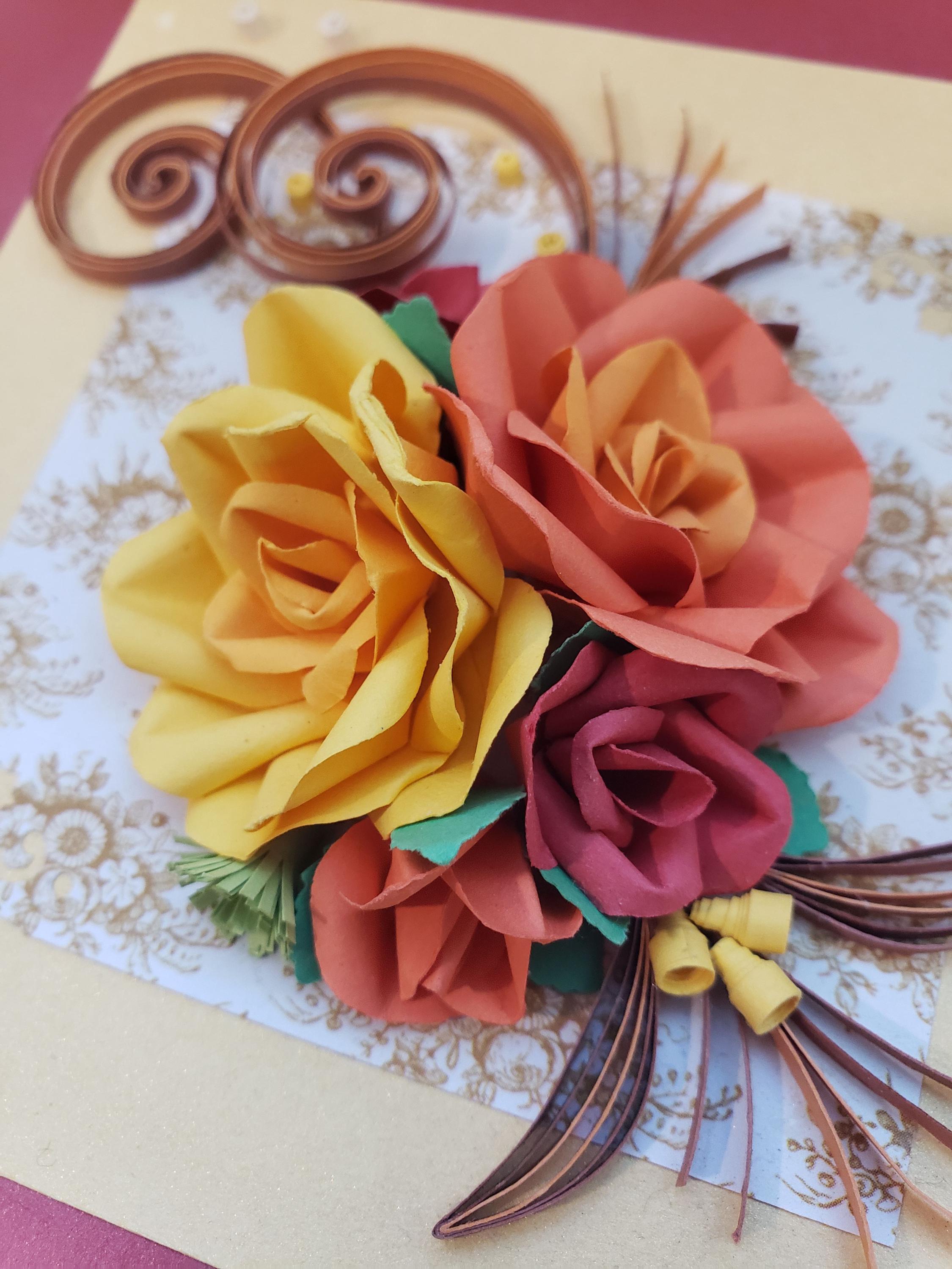 Handmade Quilled Paper Flower Card: Unique Floral Art
