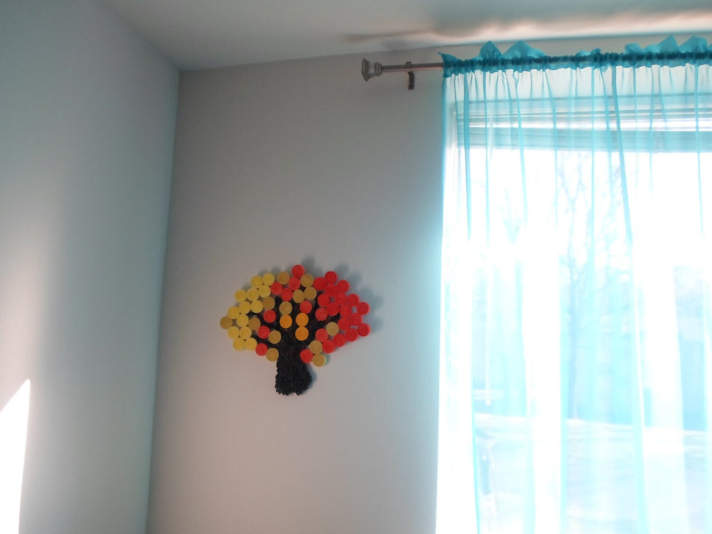 Paper Quilled Autumn Tree Wall Art: Orange Yellow Fall Decor