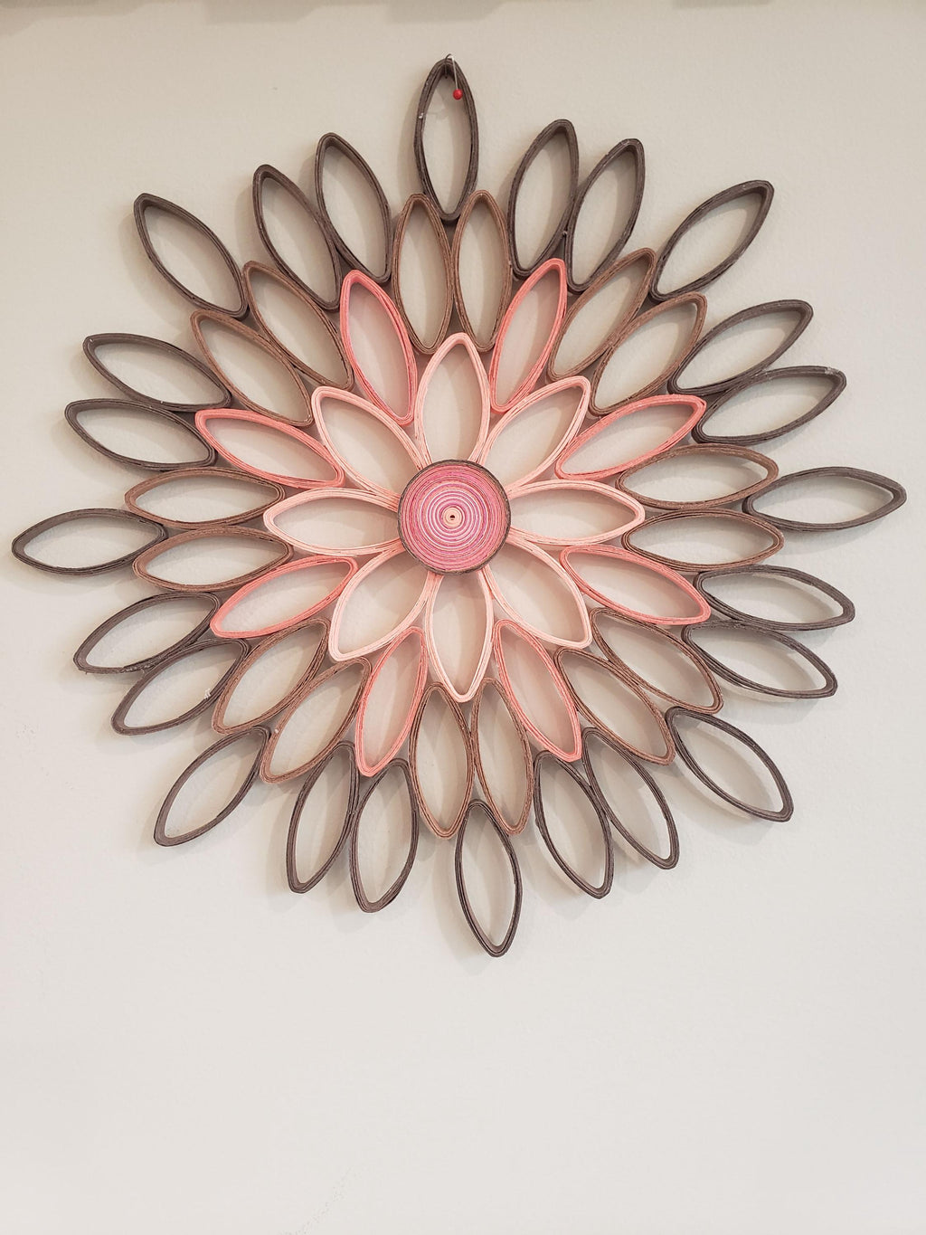 Coral home decor Flower wall hanging Paper dahlia wall art